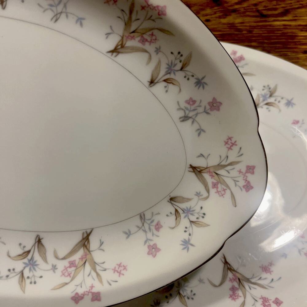 TWO Meito China LUCILLE Large / Small Oval Platters GORGEOUS! Japan Discontinued